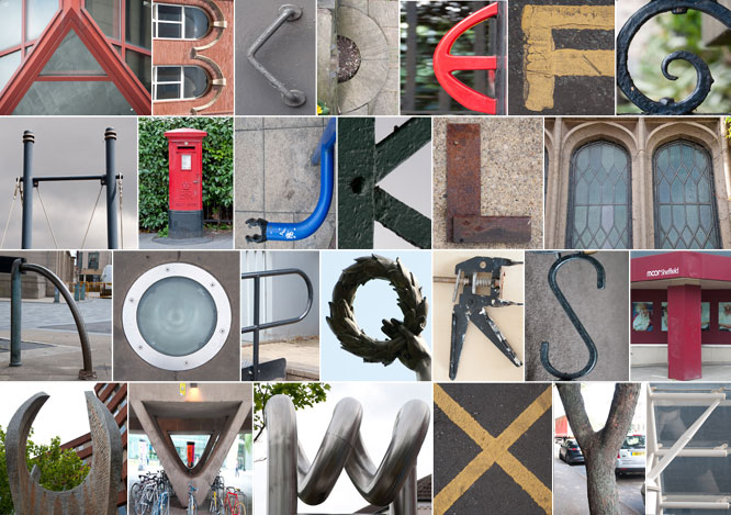 photo letters arranged in grid