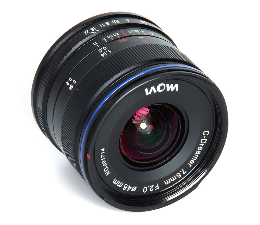 Laowa 7,5mm F2 Front Oblique View