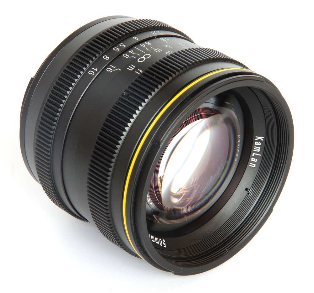 Kamlan 50mm F1,1 Front Oblique View