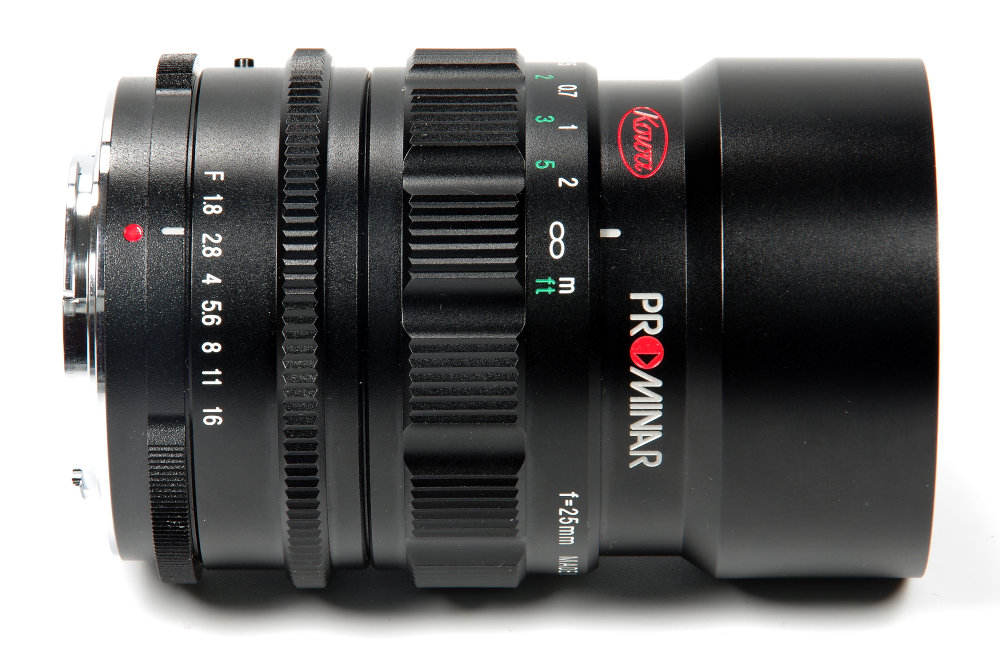 Kowa Prominar 25mm F1,8 Top View With F Stops